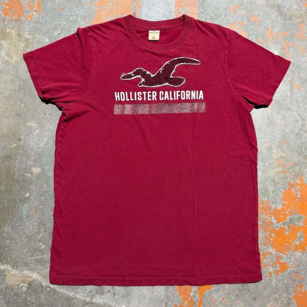 Hollister California Graphic T-Shirt Size XL Red Seagull Logo Tee